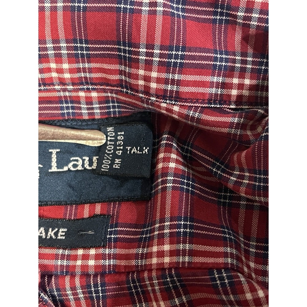 Ralph Lauren Blake L Red Plaid Button Down Shirt Pony Logo Cotton Mens Classic - Picture 7 of 7